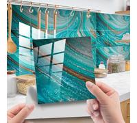 Hiser 20 Pezzi Adesivi per Piastrelle Bagno e Cucina, Impermeabile a Prova di Olio PVC Autoadesivo Decorazione Mattonelle Marmo da Parete Formato Autoadesive Rotoli Carta per Cucina Casa (Blu,20x20cm)