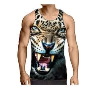 Hiser 3D Canottiera Sportiva da Uomo, Bodybuilding Fitness Palestra Muscolo Formazione Canotta Smanicato Vest Traspirante Sport Tank Top Senza Manica S-3XL (Leopardo,M)