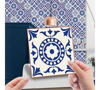 Hiser Adesivi per Piastrelle da Cucina Stile Marocchino retrò di Lusso 24 Pezzi Impermeabile Adesivo da Parete Autoadesivo Decorativo per Cucina Bagno Decorazioni Casa (Blu,10x10cm)