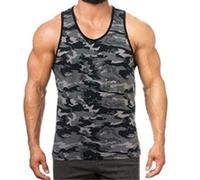 Hiser Canottiera Sportiva da Uomo 3D Stampa, Smanicato Bodybuilding Fitness Palestra Muscolo Formazione Canotta Vest Traspirante Sport Tank Top (Verde Mimetico,L)