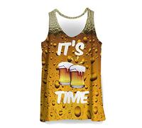 Hiser Canottiera Sportiva da Uomo Bodybuilding Fitness Palestra Muscolo Formazione Canotta Smanicato Vest Traspirante Sport Tank Top Senza Manica Stampa (Birra Gialla,L)