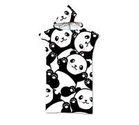 Hiser Poncho Accappatoio con Cappuccio, Telo Mare Lupo Stampa 3D per Surf Nuoto Sport Acquatici Spiaggia Bagno - Microfibra Asciugamano (Panda,75x110cm)