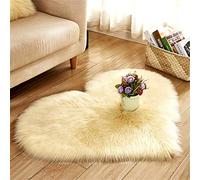 Hiser Shaggy Tappeto per Soggiorno, Forma di Cuore Soffice Peloso Ultra Molle Antiscivolo Tappeti Moquette per Divano Camera da Letto Bambino (Giallo Chiaro,50x65cm)