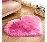 Hiser Shaggy Tappeto per Soggiorno, Forma di Cuore Soffice Peloso Ultra Molle Antiscivolo Tappeti Moquette per Divano Camera da Letto Bambino (Rosa,60x60cm)