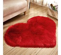 Hiser Shaggy Tappeto per Soggiorno, Forma di Cuore Soffice Peloso Ultra Molle Antiscivolo Tappeti Moquette per Divano Camera da Letto Bambino (Rosso,70x90cm)