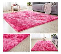 Hiser Shaggy Tappeto per Soggiorno, Moderno Soffice Peloso Ultra Molle Antiscivolo Tappeti Moquette per Interni Divano Camera da Letto Bambino Cameretta (Rosa Rossa,80x160cm)