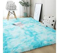 Hiser Tie-dyeShaggy Tappeto per Soggiorno, Moderno Soffice Peloso Ultra Molle Antiscivolo Tappeti Moquette per Interni Divano Camera da Letto Bambino Cameretta (Azzurro,80x100cm)