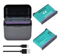 Hisewen Batteria X4 per Insta360, 2 confezioni da 2400 mAh e caricatore compatibile con fotocamera Insta 360 X4 Action (caricatore Hub con 2 batterie)