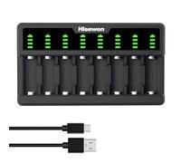Hisewen Caricabatterie per batteria al litio CR123A Ricaricabile Batteria, 8 Baie CR123a Caricabatterie compatibile con Arlo fotocamere VMC3030 VMK3200 VMS3330 3430 3530 (batteria non inclusa)