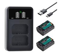 Hisewen NP-FZ100 Batteria 2Pack 2280mAh e doppio caricatore Compatibile con Sony Alpha A7III, A7RIII, A7R IV, A7R V, A7C, A7C II, A7CR, A9, A7SIII, A6600, A9II, A9III, FX3, ZV-E1.