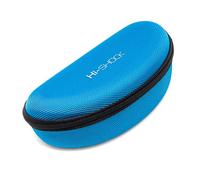 HiShock Custodia per occhiali "Hi-Case" Shock Absorbing Hard Shell Case with Loop & Zipper - With Microfiber Cloth [durable - water resistant - azure - 18,5cm x 8,5cm x 6,5cm]