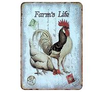 HISIMPLE Fresh Eggs Chicken Sign Metal Sign Farm Meat Collection Tin Poster Vintage Home Wall Plate Painting Craft Farm House Decor (3 #)