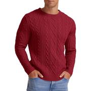 Hisir Maglione da uomo a trecce invernale casual girocollo spesso caldo manica lunga maglione pullover top da uomo UK