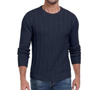 Hisir Maglioni da Uomo a Maglia Cable Knit Invernali Caldi Girocollo Maniche Lunghe Pullover Sweater per Uomo, blu navy, XXL