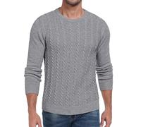 Hisir Maglioni da Uomo a Maglia Cable Knit Invernali Caldi Girocollo Maniche Lunghe Pullover Sweater per Uomo, Grigio chiaro, XXL