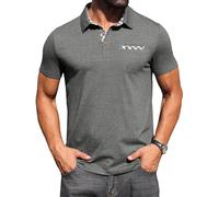 Hisir Polo da uomo a maniche corte, in cotone, elasticizzata, con colletto a quadri e tasca sul petto, estiva, casual, per lavoro, tempo libero e golf