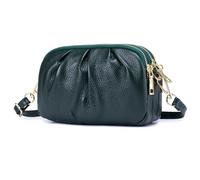 HISKFUN Piccola borsa a tracolla da donna alla moda, in vera pelle, borsa a tracolla per telefono cellulare con tre scomparti., Verde