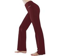 HISKYWIN Pantaloni da Yoga con Tasca Interna a 4 Vie Elasticizzati per Il Controllo della Pancia, Pantaloni Lunghi Svasati, Bordeaux, L