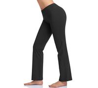 HISKYWIN Pantaloni da Yoga con Tasca Interna, Elastici in 4 direzioni, Controllo della Pancia, Allenamento, Pantaloni da Corsa, Lunghi, Nero, L