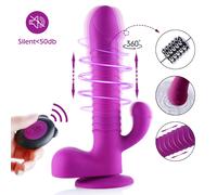 HiSmith C0723 Silicone Dildo Vibrator Anal Stimulation with Remote Controller & Suction Cup Purple