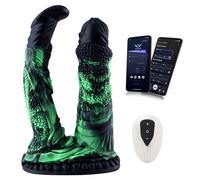 HiSmith WDA039-M-F Wildolo Glow-in-the-dark Liquid Silicone Double Dildo with App 22.7cm Black-Green