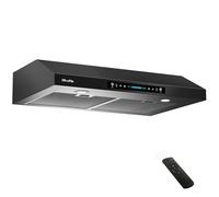 HisoHu Cappa aspirante sottolavabo con 900 CFM, sensore di gesti a 4 velocità e pannello di controllo touch, ventilazione da cucina in acciaio inox da 76,2 cm (nero)