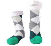 Hisonwel Uomo Calze a pantofola ultra morbidi caldo termici Calzini invernali Natale Calze con Suola Antiscivolo (Diamond green)