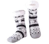 Hisonwel Uomo Calze a pantofola ultra morbidi caldo termici Calzini invernali Natale Calze con Suola Antiscivolo