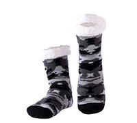 Hisonwel Uomo Calze a pantofola ultra morbidi caldo termici Calzini invernali Natale Calze con Suola Antiscivolo (Camouflage Black)