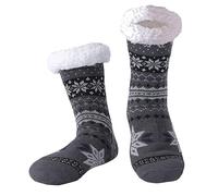 Hisonwel Uomo Calze a pantofola ultra morbidi caldo termici Calzini invernali Natale Calze con Suola Antiscivolo (Elk - A)