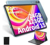 HISORL T901 Tablet Android 14 da 10 pollici con 24 GB RAM e 128 GB di storage, 1 TB Expand, 8 core, 8000 mAh, 5G WiFi, Widevine L1, GMS, tablet 2 in 1 con tastiera, mouse, pennino capacitivo