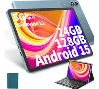 HISORL Tablet Android con tastiera, Android 14 Tablet da 10 pollici con 24 GB+256 GB, 1 TB Expand, 8 core, 8000 mAh, 5G WiFi, Widevine L1, GMS, tablet 2 in 1 con tastiera, mouse, stilo