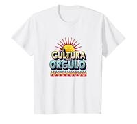 Hispanic Heritage Mi Cultura Mi Orgullo - Motivo Vibrante Sole Maglietta, Bambini, Bianco, 4 Anni