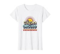 Hispanic Heritage Mi Cultura Mi Orgullo - Motivo Vibrante Sole Maglietta, Donna, Bianco, XL