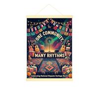Hispanic Heritage Music Celebration Citazione Guitar Canvas Wall Art 30,5 x | Papel Picado, poster con gancio, strumenti musicali, scena vibrante, soggiorno, decorazione per celebrazioni culturali
