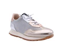 HISPANITAS - Scarpe Sneakers in pelle con coulisse elastica, suola in gomma,Griglia,traforo,Camoscio,Nobuk, per: Donna, argento, 39 EU