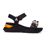 HISPANITAS GRAZIA-V3 SANDALI IN PELLE CON INTRECCIO DECORATIVO, NERO, + TAGLIE