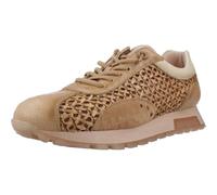 HISPANITAS Sneakers in pelle con cordino elastico, zeppa, suola in gomma, griglia traforata, da donna, Dessert, 39 EU