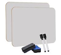 Hisredsun 2 pezzi Small Dry Erase White Board 21 x 29,7 cm Mini lavagna bianca doppia con 2 penne e 2 gomme, lavagne bianche portatili durevoli per aule, casa e ufficio