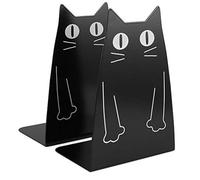 Hisredsun Fermalibri in metallo a forma di gatto carino, set di 2 fermalibri per libro, in metallo, fermalibri grandi fermalibri per ufficio