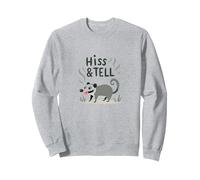Hiss & Tell: Umorismo giocoso all'opossum per Gli Amanti degli Animali Felpa, Unisex per Adulti, Grigio Melange, L