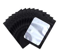 Histeaa 200 Pezzi Sacchetti per Alimenti Richiudibili con Chicchi di caffè Un Finestra Trasparente Sacchetto per Imballaggio per Alimenti Auto-Sigillanti per Stoccaggio (Nero)