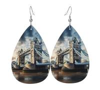 Historic Old Tower Bridge London Orecchini In Pelle Stampato Orecchini Divertenti Pendenti Per Donna Carnevale