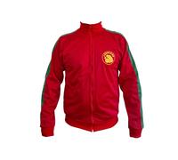 Historic Zaire Leopardi 1974 Rosso Giacca Retrò Calcio SPORTS Ventole Zip