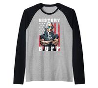 History Buff - Bandiera USA per Sollevamento Pesi, Motivo: George Washington Maglia con Maniche Raglan