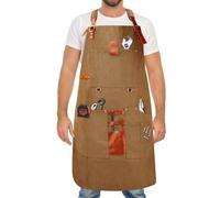 HISUEKIG Grembiule saldatore professionale in pelle uomo con 8 tasche, grembiule cucina, grembiule barbecue, per uomini e donne, cinghie incrociate regolabili per parrucchiere