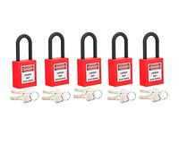 HISUEKIG Lockout Lockout 5 Imposta il Lucchetto di Sicurezza della Polvere in Nylon 38 Mm con Etichetta di Avvertimento, Conservazione a Chiave Leggera per il Sito Industriale, Adatto a (rosso)