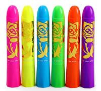 HISUNBEN Fluorescenti Matite Trucco per Viso e Corpo, 6 Colori Lavabile UV Fluorescente Colorato Neon Kit, Pittura Corpo Sicuro e Non Tossico per Feste di Compleanno, Cosplay, Halloween e Natale