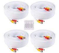 HISVISION Confezione da 4 cavi di alimentazione video BNC 2 in 1 da 30 m, cavo di prolunga per telecamera di sicurezza per sistema di sorveglianza CCTV DVR, 8 connettori BNC e 100 clip per cavi