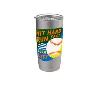 Hit Difficile Run Veloce Girare A Sinistra Baseball Divertente Sport Mamma Pap Bicchiere termico in acciaio inox doppia parete
